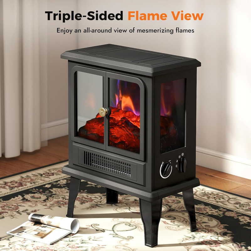 Fireplace Heaters for Indoor Use with Realistic Flame Effect, Freestanding Electric Stove Heater