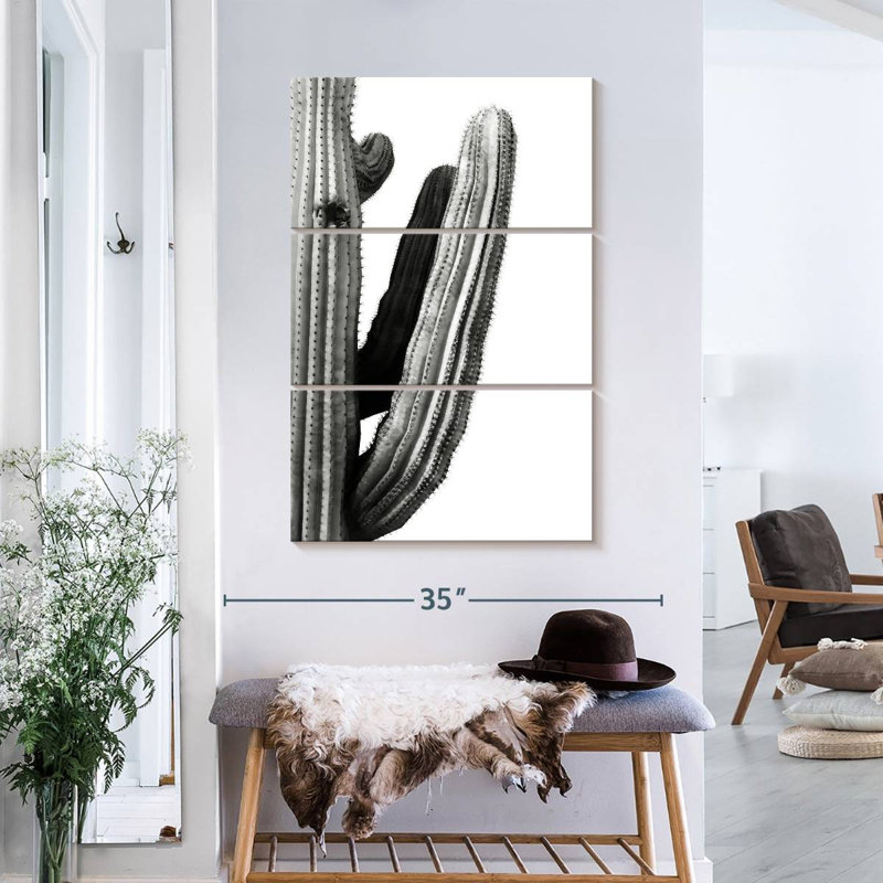 " Cactus Branch " 3 - Pieces, 38" H x 24" W x 1.25" D