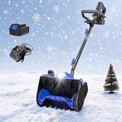 20V Cordless Electric Snow Shovel with Brushless Motor, 12" Clearing Width & 8" Depth, 23FT Throwing Distance, 4.0Ah Battery & Charger, Adjustable Deflector, LED Light, for Walkway Deck Steps