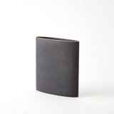 Tuba Vase-Black W/Gold Rim-Lg