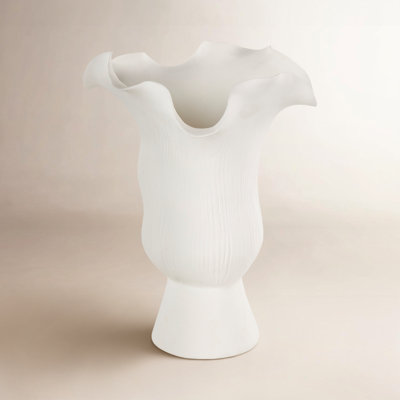 Bia Cole And Ceramic Floral Inspired Abstract Vase With Linear Grooves