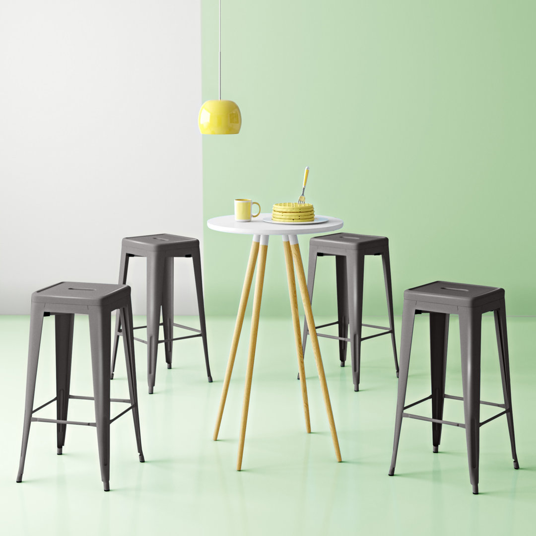 Holubice 30" H Stackable Backless Metal Bar Stools, Indoor/Outdoor Kitchen Dining Chair (Set of 4) (Set of 4) Williston Forge 