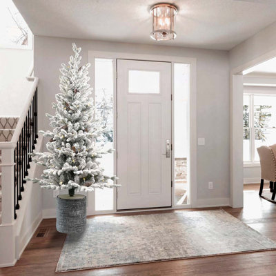 6.5FT Flocked Christmas Tree with Pot Base