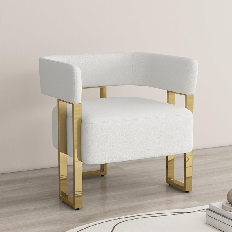 Accent Modern Upholstered Armchair, White