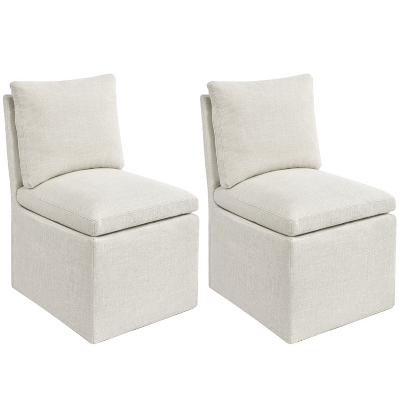19" Wide Modern Beige Dining Chair With Padded Backrest