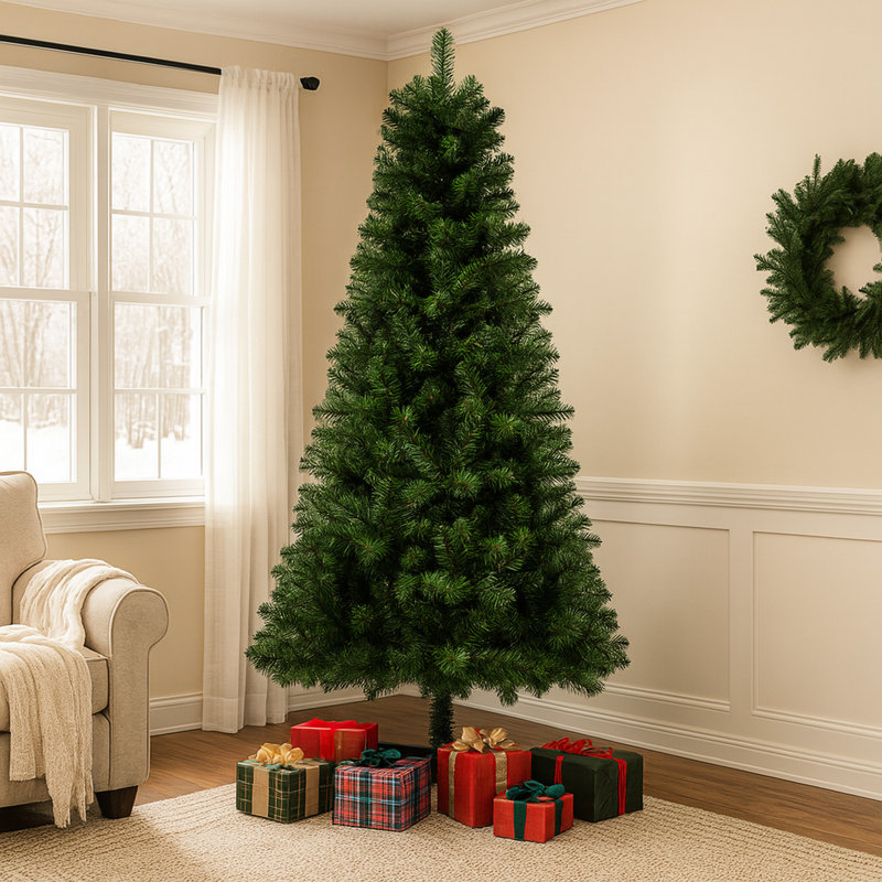 Arbre de Noël à charnière de 6 pi avec 582 pointes, branches complètes, support en plastique à 4 pieds, installation rapide et sans tracas, pour un décor des Fêtes unique dans de petits espaces Artificiel, réaliste, sécuritaire et fiable, créatif