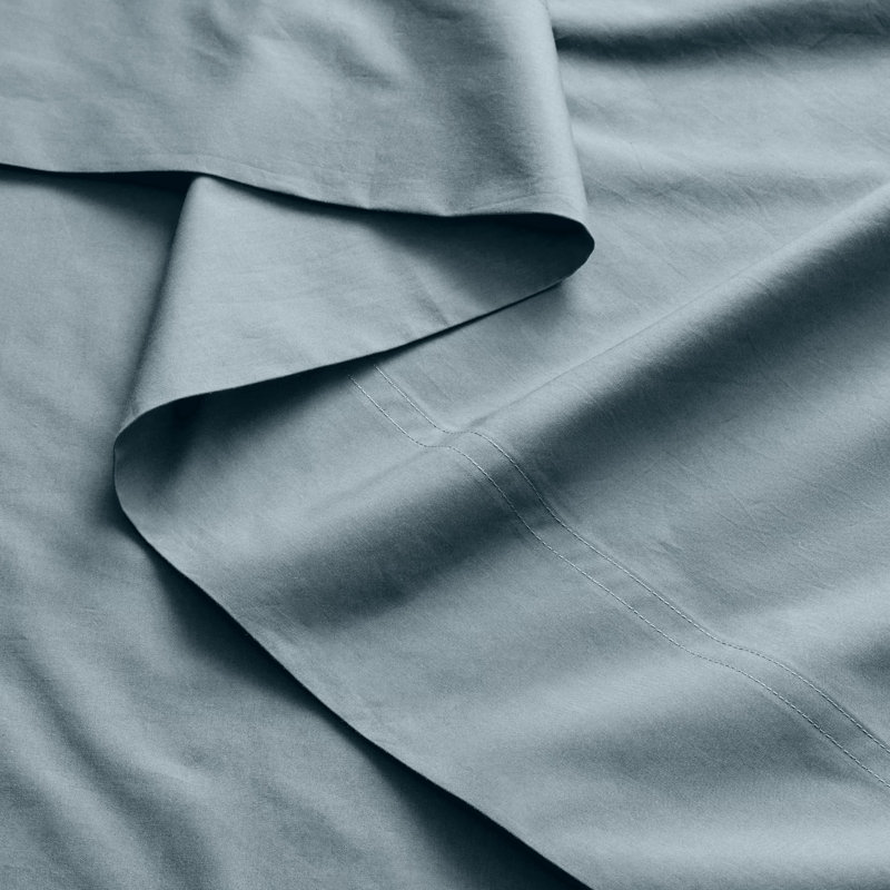 Percale Sheet Set, Gray Blue, Queen