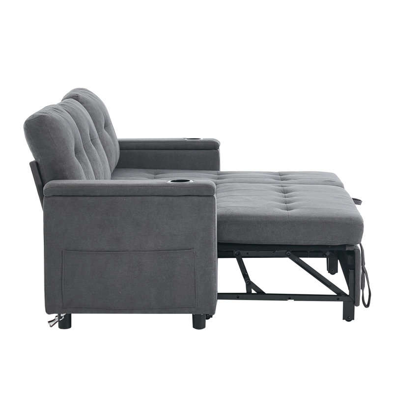 3 Seater Fabric Sofa Bed, Gray