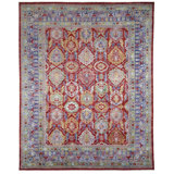 Hand Knotted Wool Area Rug in Red And Purple
