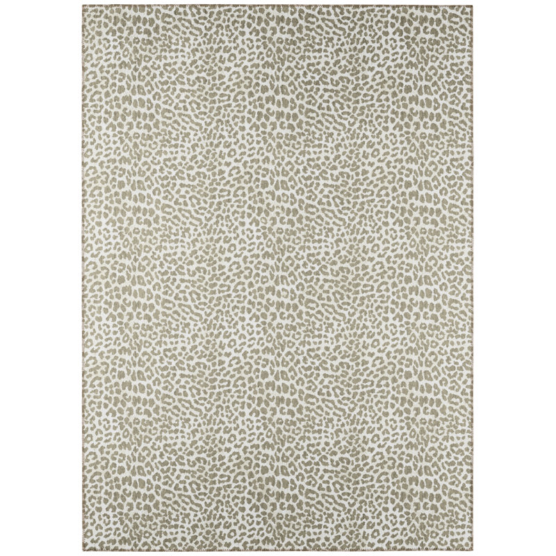 Tapis gris / blanc à imprimé animal, Rectangle 3 pi x 5 pi