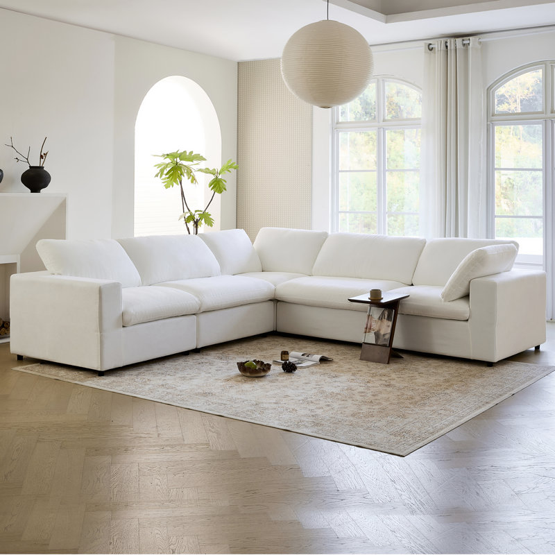 Canapé modulaire 5 places 5 pièces en blanc