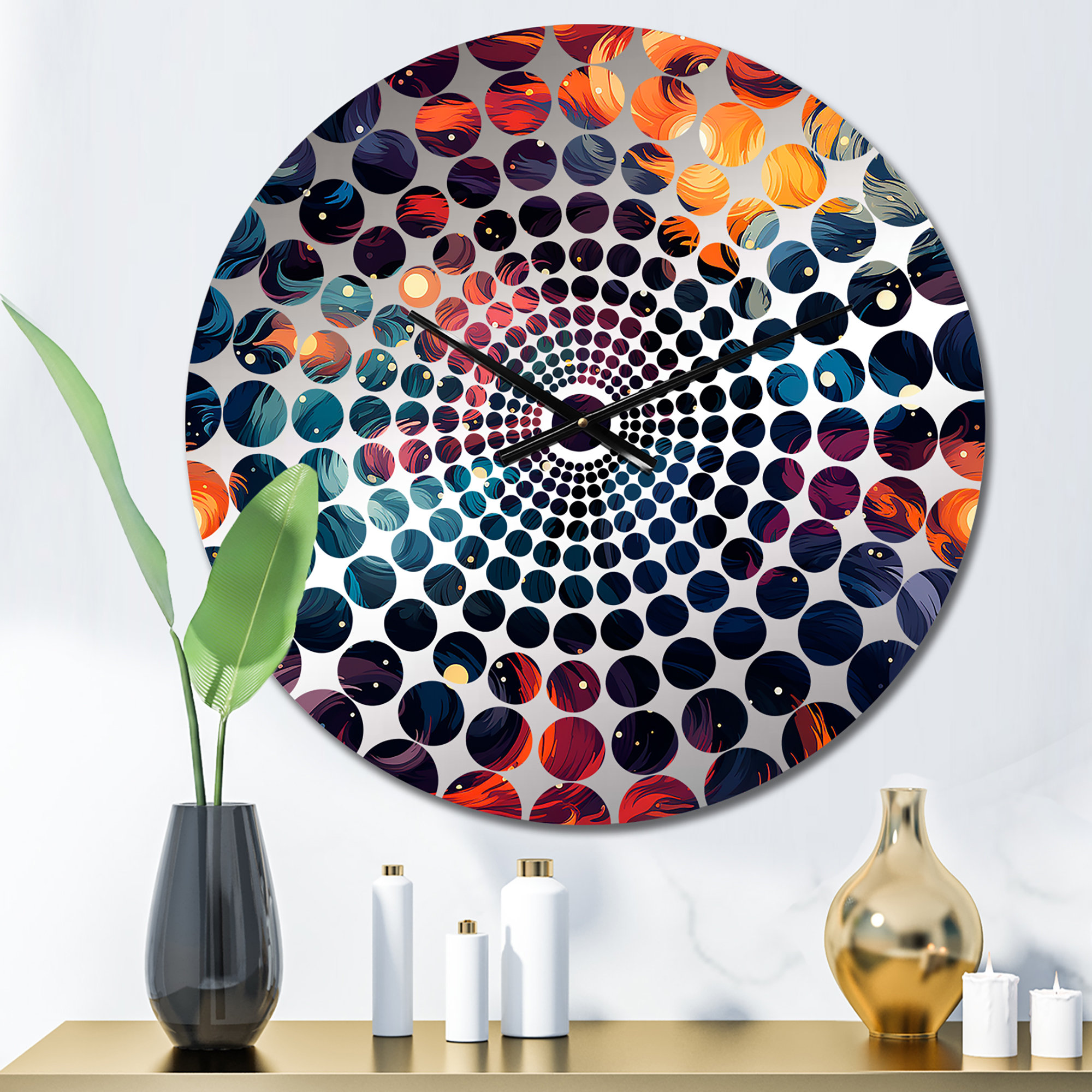 Abstract Wall Clocks Design Art Celestial Concealment Swell - Abstract Wall Clock | Wayfair