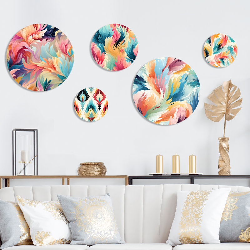 Puteaux - Ensemble abstrait d'art mural abstrait rond de 5