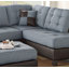 Canapé modulaire contemporain en polyfibre gris et lin
