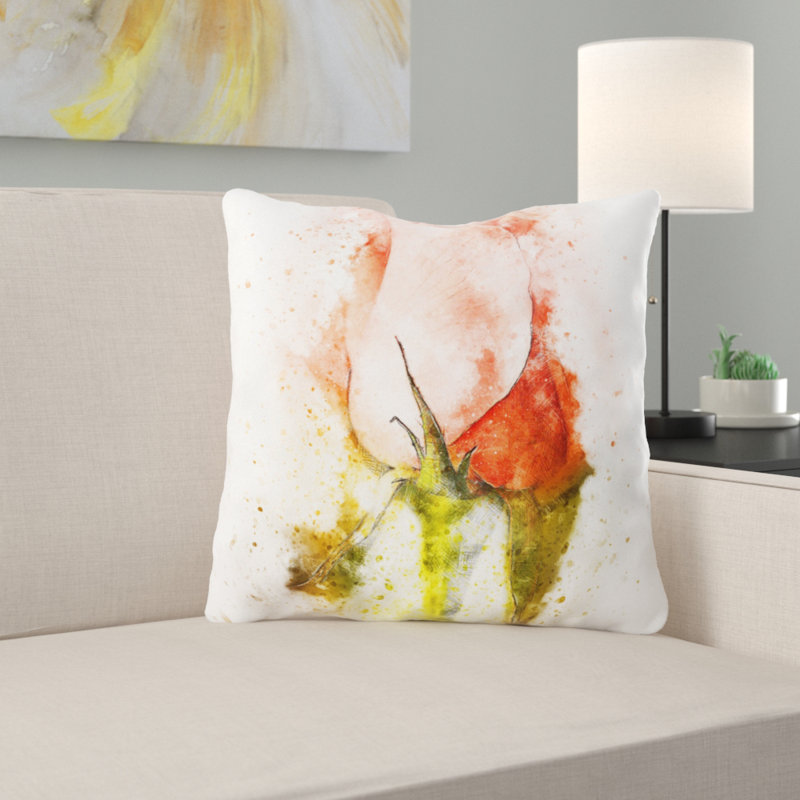 Coussin décoratif fleur Virgina, Microsuède, Intérieur