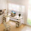 Bureau de coin électrique à hauteur réglable en bois massif crème blanc-1125556674
