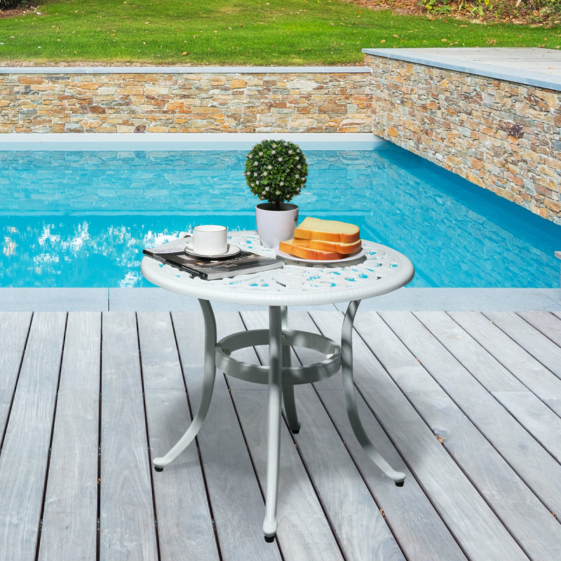 Table d'appoint en aluminium thermolaqué Reinna, Blanc