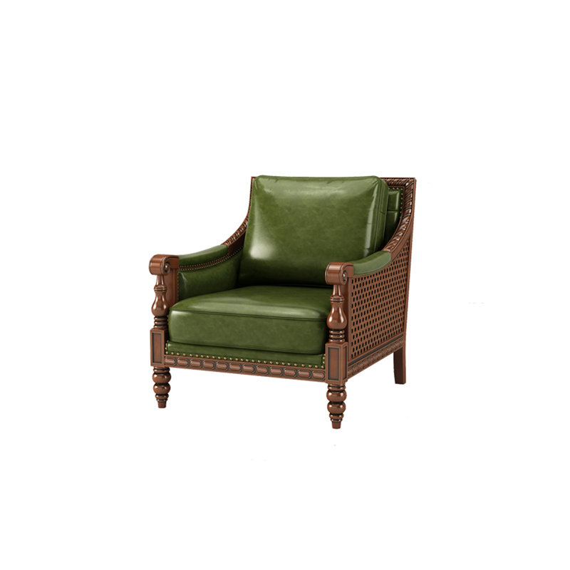 Fauteuil en cuir de vache American, Cuir véritable vert