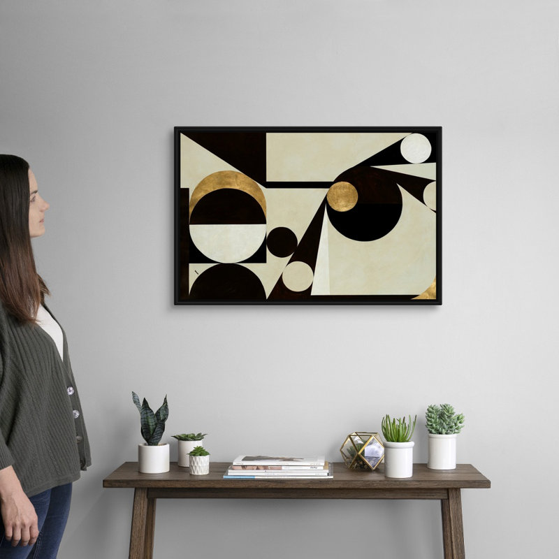 «Dated Clockwork» par Kari Taylor, reproduction d'art graphique sur toile, H 22 po x l 32 po x P 1,75po, Cadre flottant noir