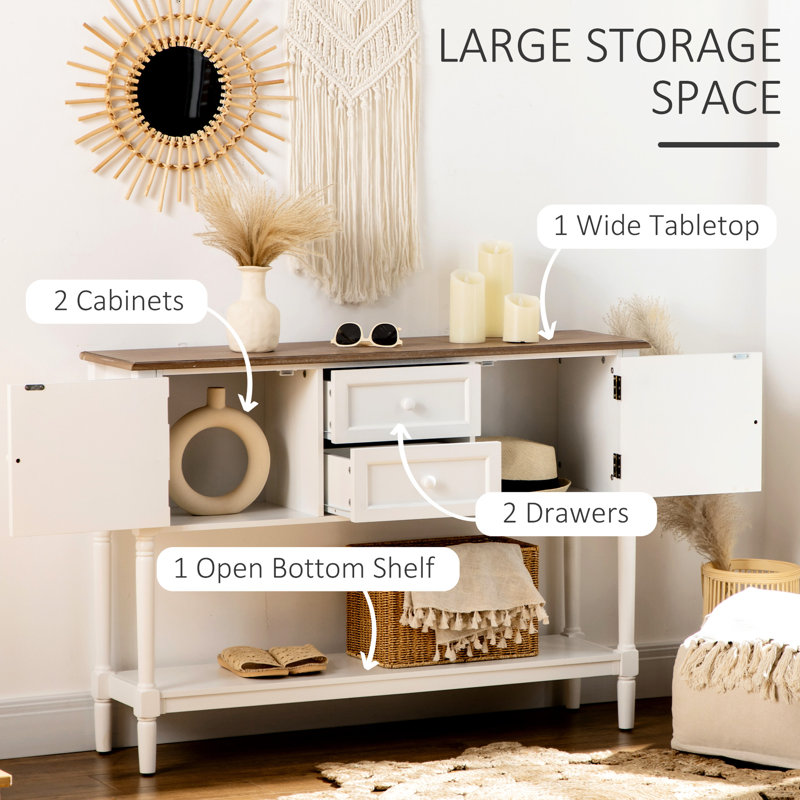 Console blanche avec solution de rangement, utilisation polyvalente - pieds en pin, vestibule captivant