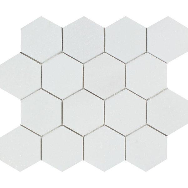 Thassos Premium 3" x 3" Marble Natural Stone Honeycomb Wall & Floor Tile