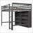 Full Size Pine Wood Loft Bed with 8 Open Shelves &amp; Built-In Ladder - No Box Spring Needed, Antique Grey-135625528