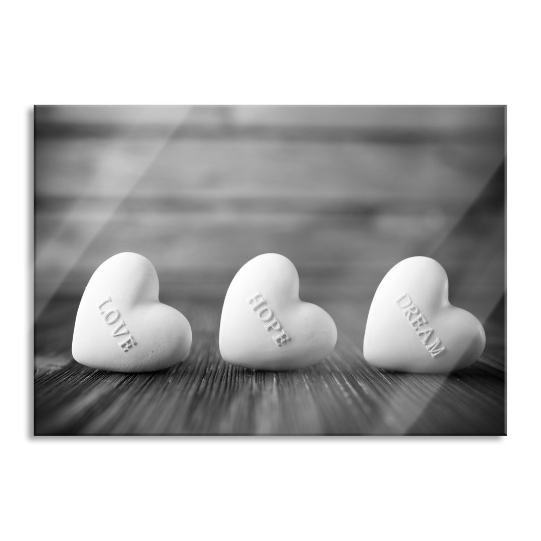 Love Hope Dream Hearts - Unframed Photograph on Glass