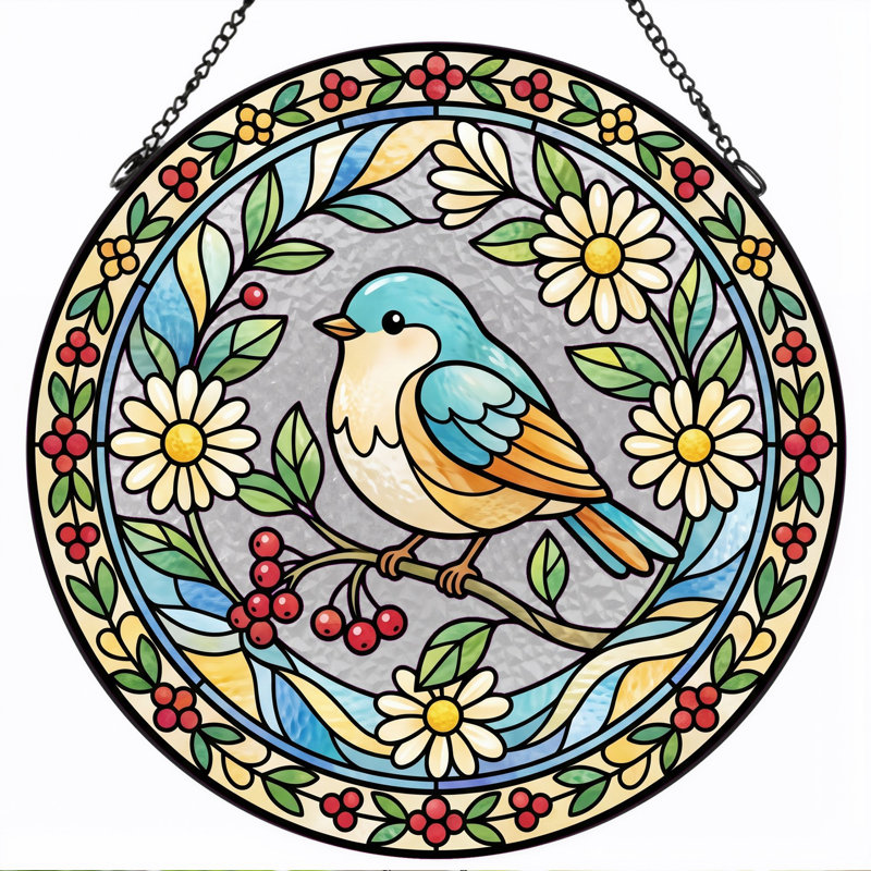 Panneau de vitrail en verre coloré, 7,8 heures, H 7,8 po