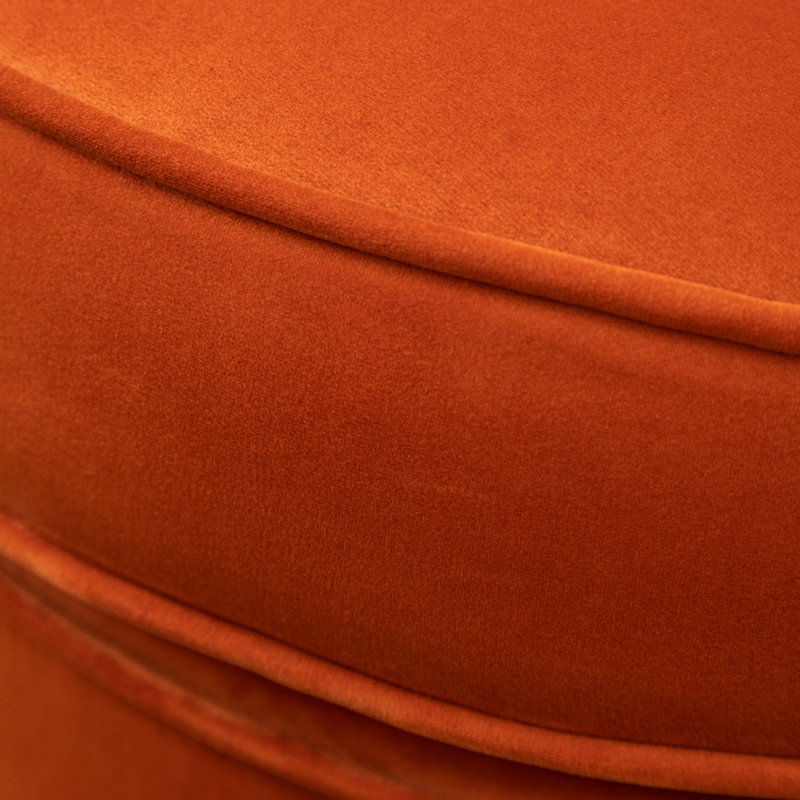 Velvet Upholstered Barrel Chair with Metal Base, Orange