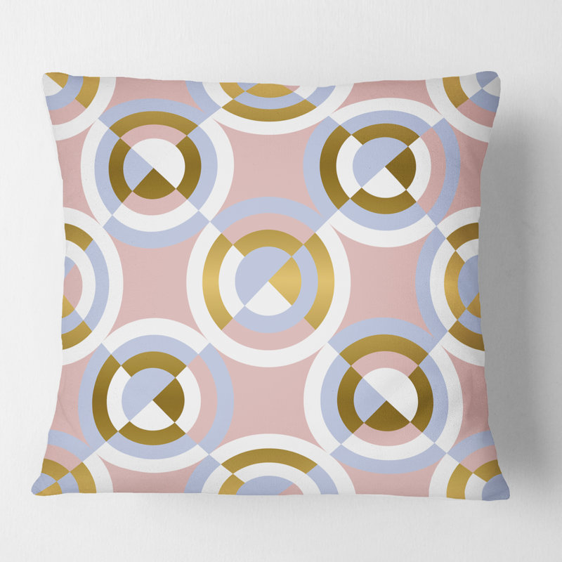 Circular geometric shapes pattern - Mid-Century ModernPrinted Throw Pillow, 18" x 18"