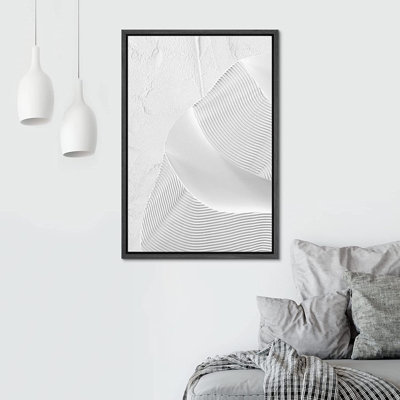 " Geometric White 3D Effect Wave Landscape Abstract Wall Art "
