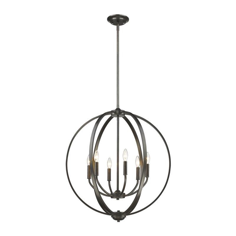 Lustre globe à 6 lumières Petitt, Bronze étrusque, Pas d'abat-jour