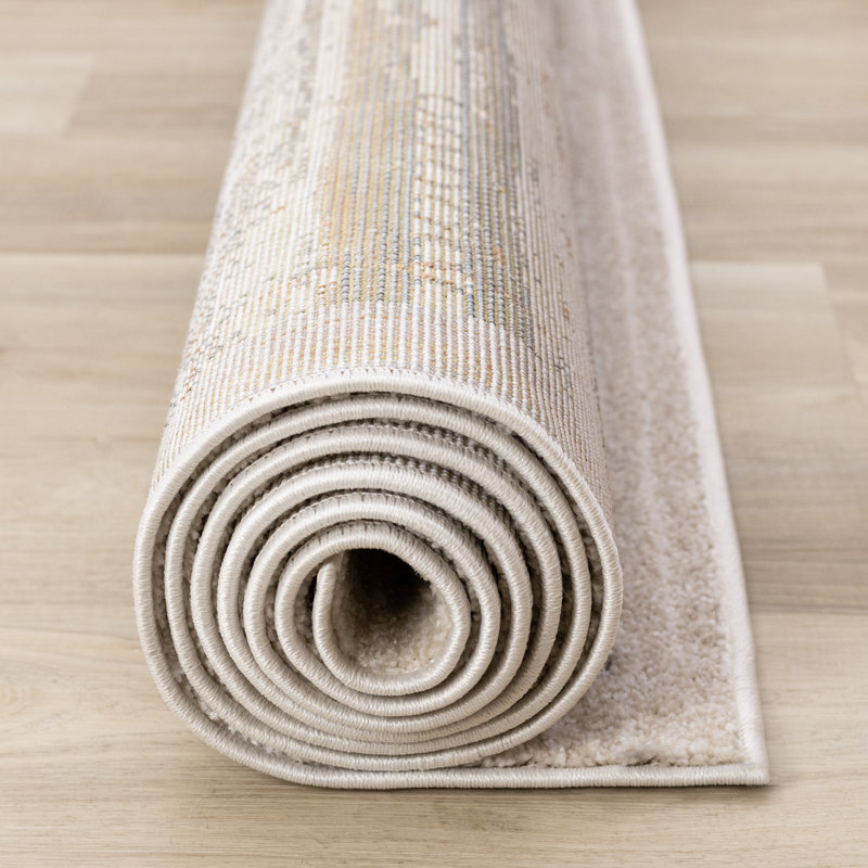Tapis crème gris à faible bruit Beaumys, Rectangle 5 pi 3 po x 7 pi 7 po