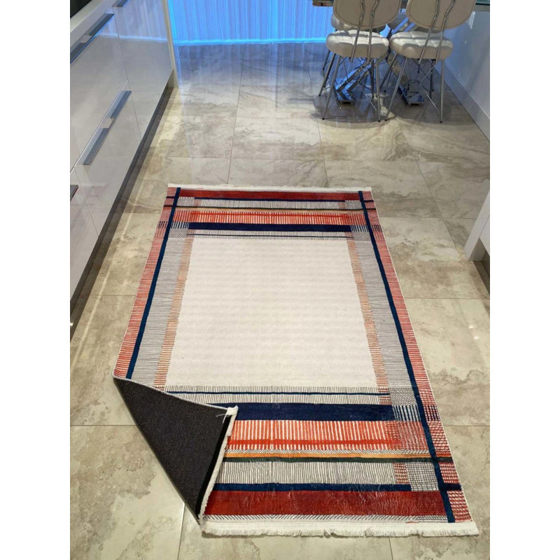 Tapis en coton avec envers antidérapant Lanney, Rectangle 3 pi 11 po x 11 pi 6 po