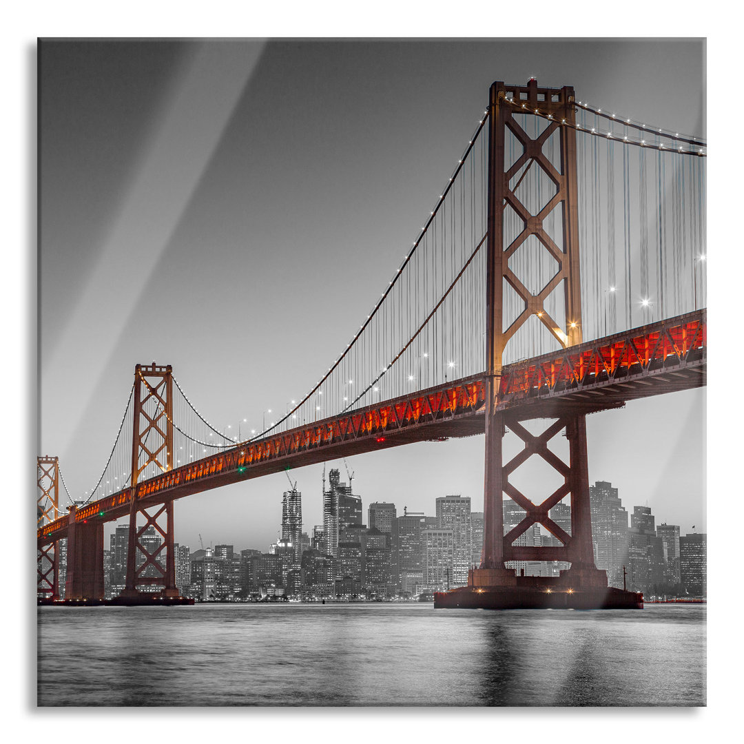 Ungerahmtes Foto auf Glas "Oakland Bay Bridge at Sunset"