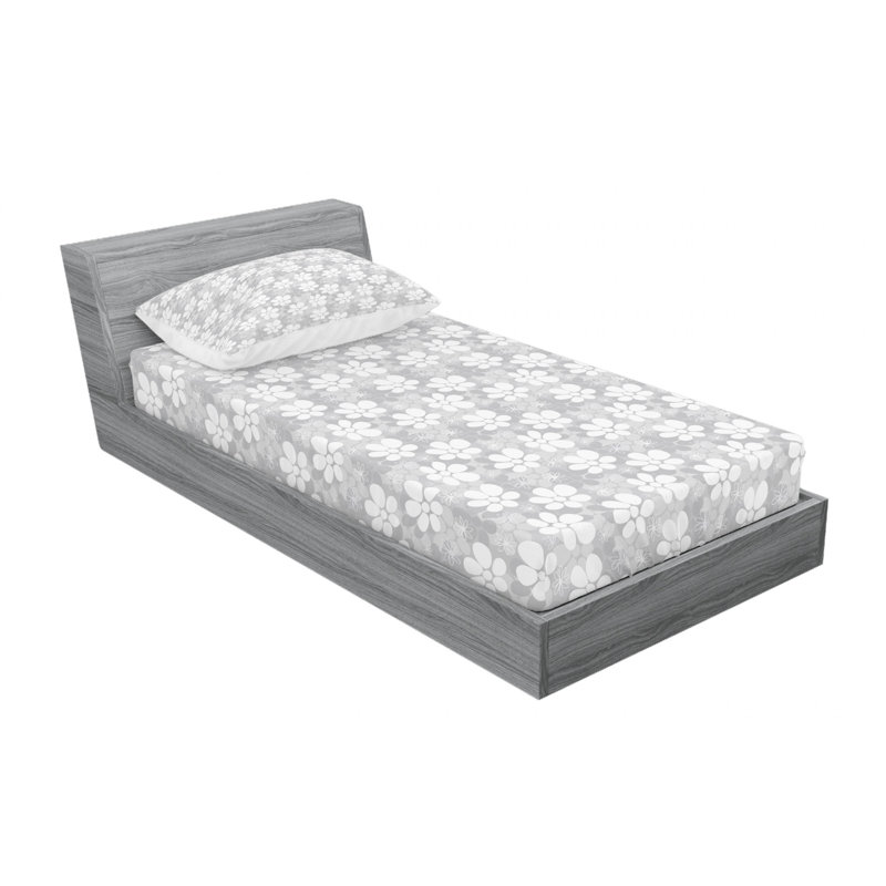 Microfiber Floral Sheet Set, Twin Sheet Set with Fitted Sheet, Gray/White Floral
