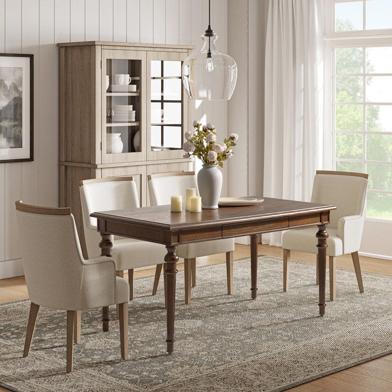 Sara 60'' Farmhouse Dining Table With Drawer, Walnut