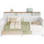 Lit de jour avec couchette, lit de jour simple avec cadre en forme de X et station de charge, blanc / noyer