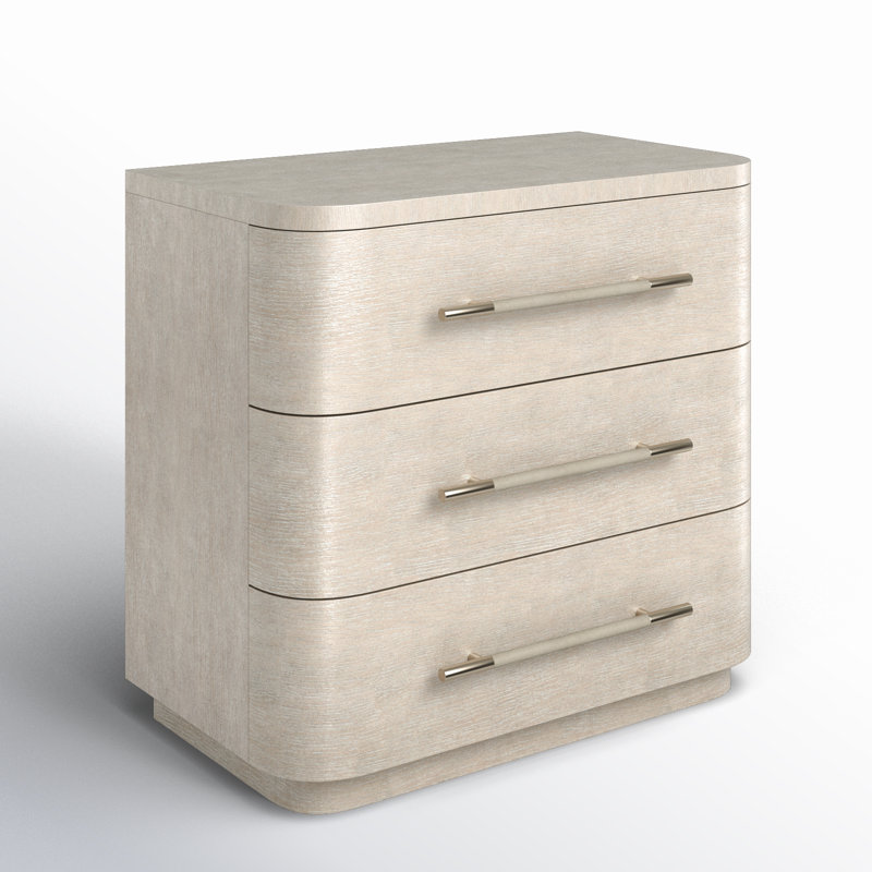 Modern Mood Three Drawer Nightstand, Light Wood/Diamond