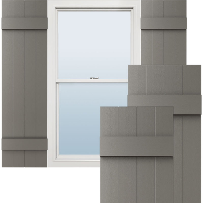 Vinyle à vie, quatre planches jointes TailorMade, volets Board-n-Batten, avec cages à volets, H 37 po x l 14 po x P 1 po