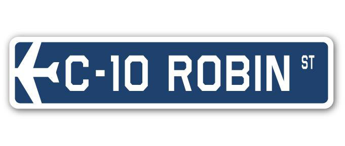 Plaque de rue militaire en aluminium Bideford C-10 Robin Air Force, H 8 po x l 36 po x P 1 po