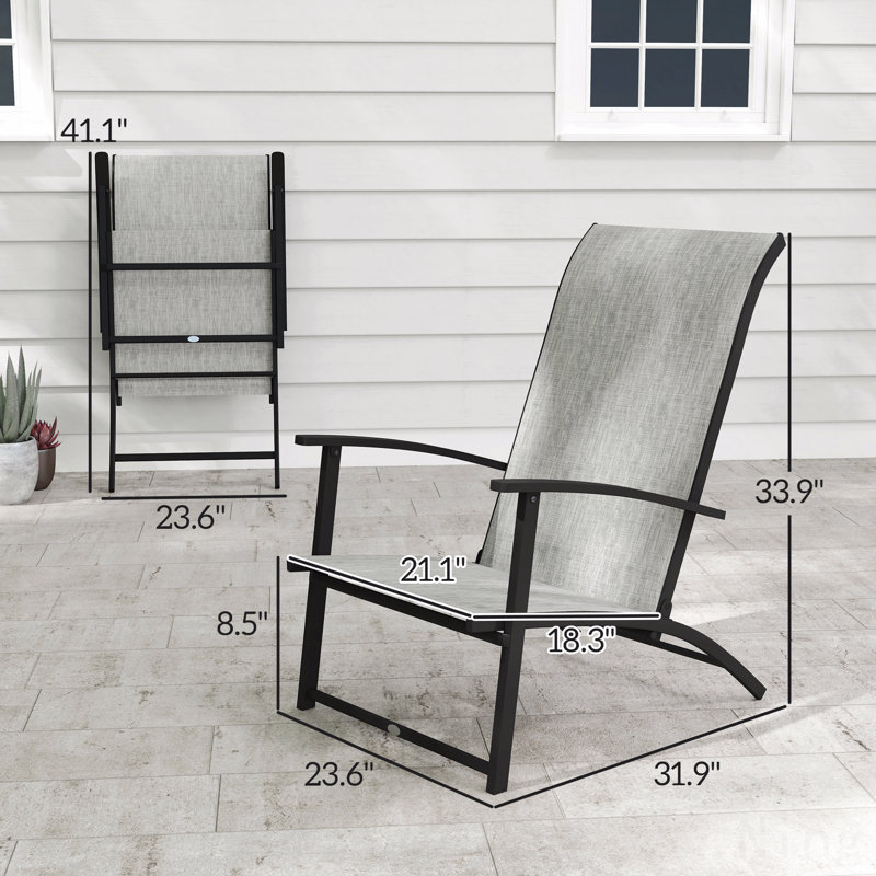 Ensemble de 2 chaises d'extérieur pliantes, Gris