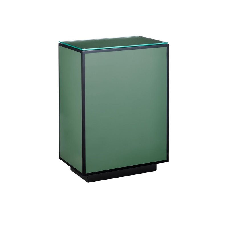 Lacquer Glass Top End Table, Green/Black