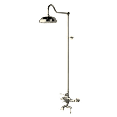 Système de douche thermostatique exposé 48 po fixé au mur avec becs 1,75 GPM / poignées en croix