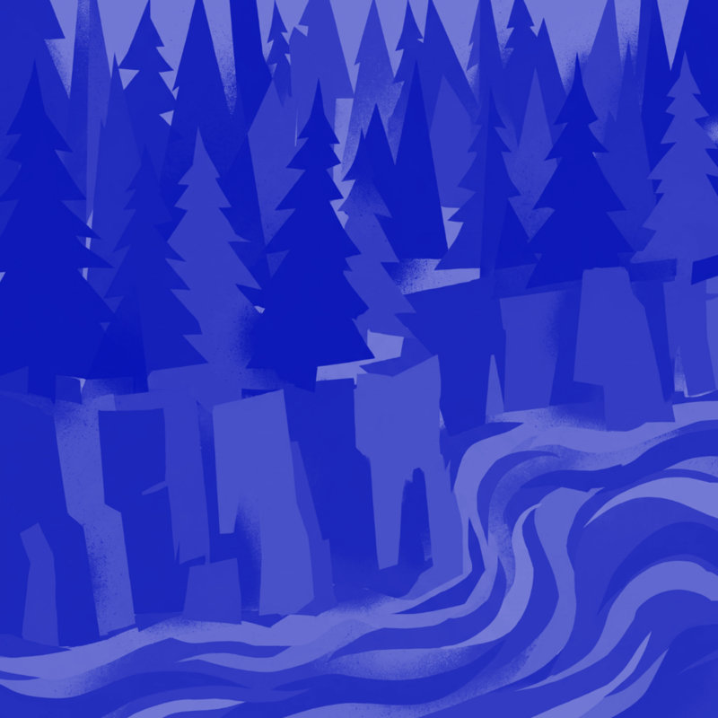 Couvertures de paysage Forest River, L 50 po x H 60 po, Dark Blue Medium Blue