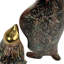 Ensemble de figurines de pingouins (parent et bébé) en aluminium moulé, doré, marron et turquoise, 25 cm de hauteur