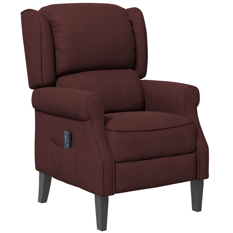 Fauteuil inclinable massant avec repose-pieds, Polyester à 100 % de couleur brune