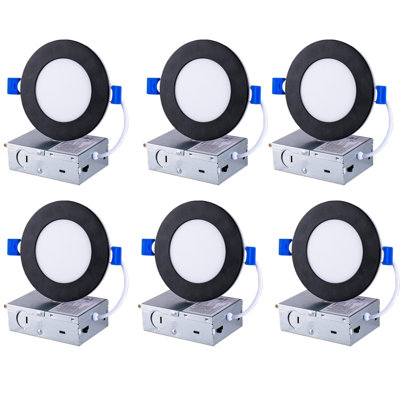 Dimmable Recessed Ceiling Light with 5-CCT Selectable, 9W/12W, 1200LM, 120V, ETL Listed, for 6" / 6.3" Ceiling Openings (Black/White Finish)