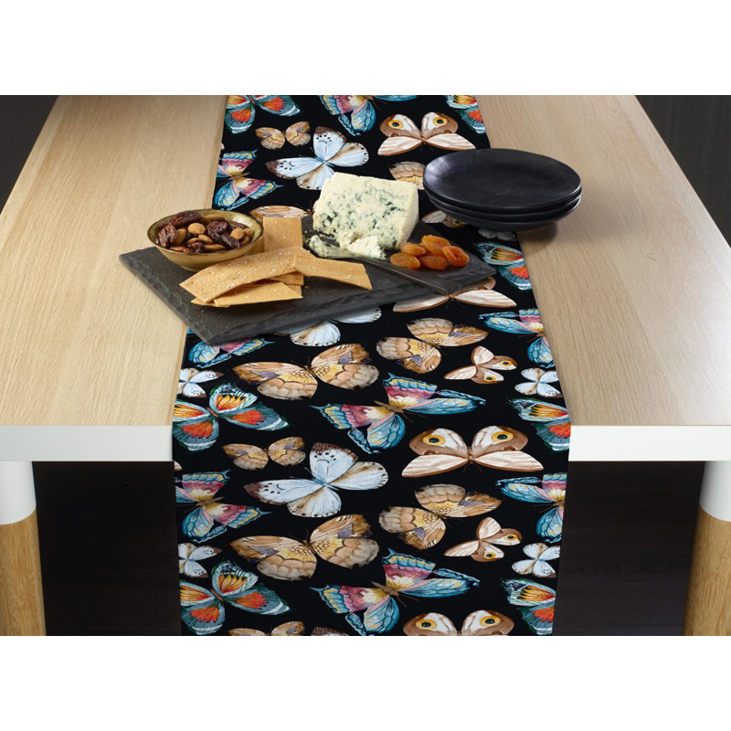 Angus Geometric Table Runner, 108" L x 14" W, Black