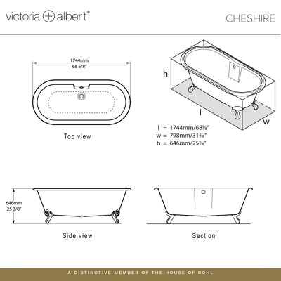Cheshire 69" x 31" Freestanding Soaking Bathtub